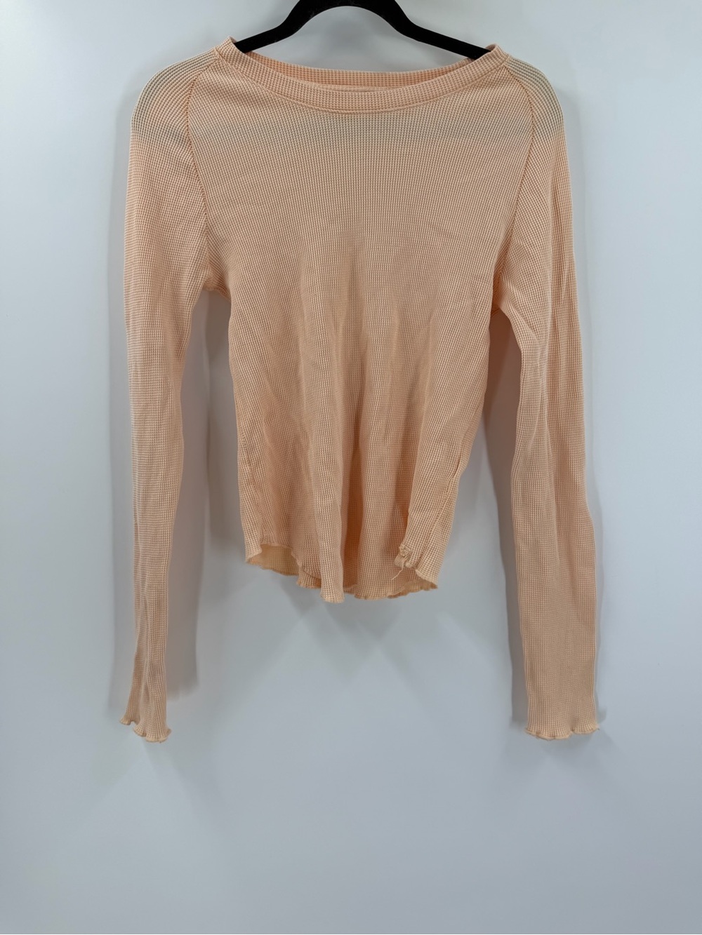 We The Free Peach Waffle Ribbed Long Sleeve Top Women’s Size M